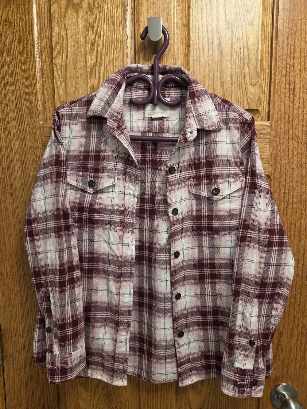 Tilley - Women's Plaid Flannel Button-up Shirt - Burgundy/White